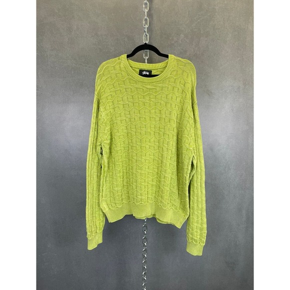 Stussy Other - Stussy green repeat‎ S Logo cotton knit sweater XL